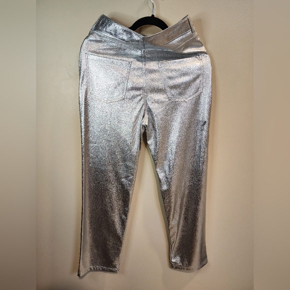 Zara Metallic Icon Silver Glam Galactic Pants Skinny Jeans Women’s Size 26 - Picture 3 of 6